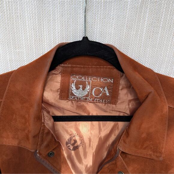 GA Collection Unisex Brown Faux Leather Suede Full Zip Italy Jacket - Picture 12 of 12